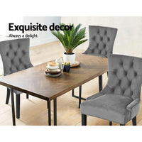 Artiss Dining Chairs Set of 2 Velvet French Provincial Grey Furniture Kings Warehouse 