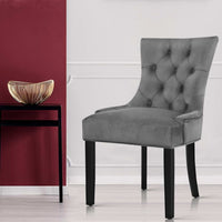 Artiss Dining Chairs Set of 2 Velvet French Provincial Grey Furniture Kings Warehouse 