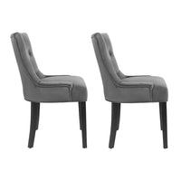 Artiss Dining Chairs Set of 2 Velvet French Provincial Grey Furniture Kings Warehouse 