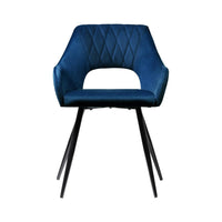 Artiss Dining Chairs Set of 2 Velvet Hollow Armchair Blue Furniture Kings Warehouse 