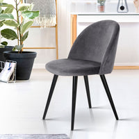 Artiss Dining Chairs Set of 2 Velvet Solid Curved Dark Grey Furniture Kings Warehouse 
