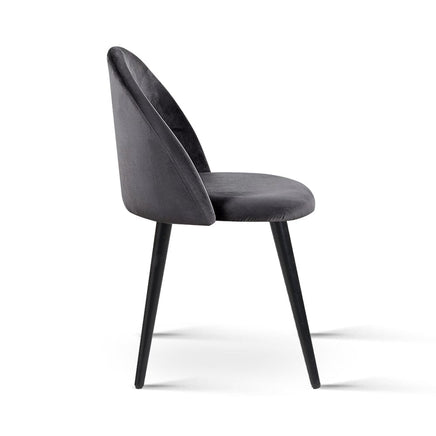 Artiss Dining Chairs Set of 2 Velvet Solid Curved Dark Grey Furniture Kings Warehouse 