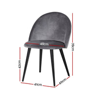 Artiss Dining Chairs Set of 2 Velvet Solid Curved Dark Grey Furniture Kings Warehouse 