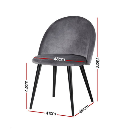 Artiss Dining Chairs Set of 2 Velvet Solid Curved Dark Grey Furniture Kings Warehouse 