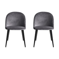 Artiss Dining Chairs Set of 2 Velvet Solid Curved Dark Grey Furniture Kings Warehouse 