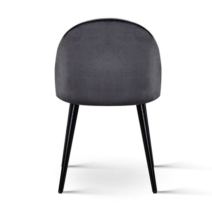 Artiss Dining Chairs Set of 2 Velvet Solid Curved Dark Grey Furniture Kings Warehouse 