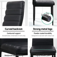Artiss Dining Chairs Set of 4 Leather Channel Tufted Black Furniture Kings Warehouse 