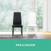 Artiss Dining Chairs Set of 4 Leather Channel Tufted Black Furniture Kings Warehouse 