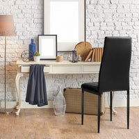 Artiss Dining Chairs Set of 4 Leather Channel Tufted Black Furniture Kings Warehouse 