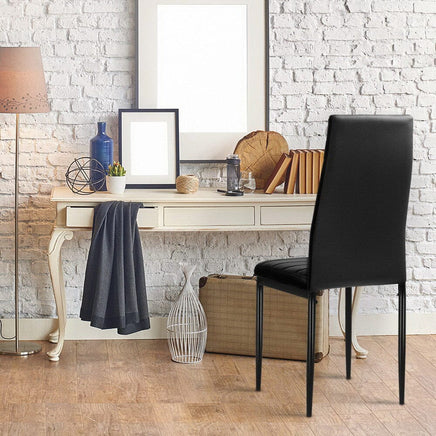 Artiss Dining Chairs Set of 4 Leather Channel Tufted Black Furniture Kings Warehouse 