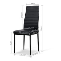 Artiss Dining Chairs Set of 4 Leather Channel Tufted Black Furniture Kings Warehouse 