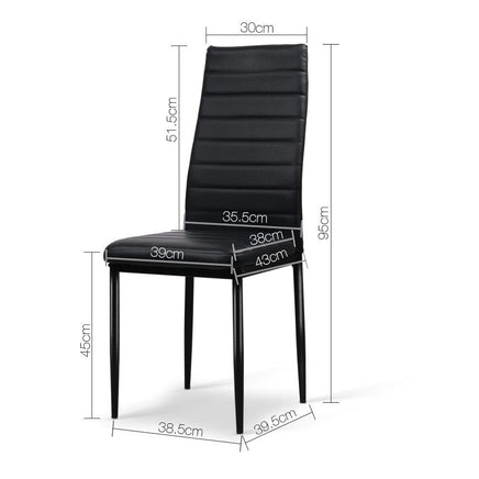 Artiss Dining Chairs Set of 4 Leather Channel Tufted Black Furniture Kings Warehouse 