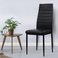 Artiss Dining Chairs Set of 4 Leather Channel Tufted Black Furniture Kings Warehouse 