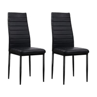 Artiss Dining Chairs Set of 4 Leather Channel Tufted Black Furniture Kings Warehouse 