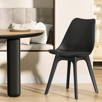 Artiss Dining Chairs Set of 4 Leather Plastic DSW Replica Black Furniture Kings Warehouse 