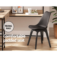 Artiss Dining Chairs Set of 4 Leather Plastic DSW Replica Black Furniture Kings Warehouse 