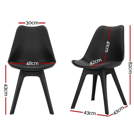 Artiss Dining Chairs Set of 4 Leather Plastic DSW Replica Black Furniture Kings Warehouse 
