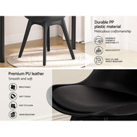 Artiss Dining Chairs Set of 4 Leather Plastic DSW Replica Black Furniture Kings Warehouse 