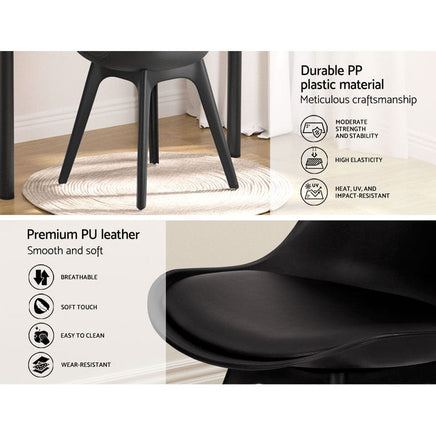 Artiss Dining Chairs Set of 4 Leather Plastic DSW Replica Black Furniture Kings Warehouse 