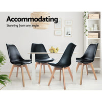 Artiss Dining Chairs Set of 4 Leather Plastic DSW Replica Wooden Black Furniture Kings Warehouse 