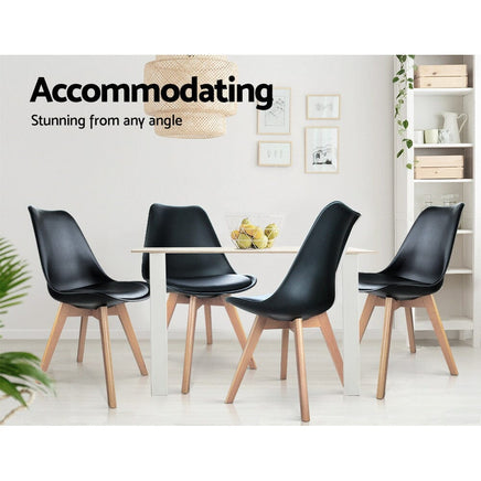 Artiss Dining Chairs Set of 4 Leather Plastic DSW Replica Wooden Black Furniture Kings Warehouse 