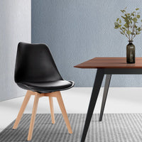 Artiss Dining Chairs Set of 4 Leather Plastic DSW Replica Wooden Black Furniture Kings Warehouse 