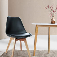 Artiss Dining Chairs Set of 4 Leather Plastic DSW Replica Wooden Black Furniture Kings Warehouse 