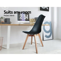 Artiss Dining Chairs Set of 4 Leather Plastic DSW Replica Wooden Black Furniture Kings Warehouse 