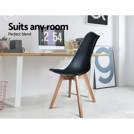 Artiss Dining Chairs Set of 4 Leather Plastic DSW Replica Wooden Black Furniture Kings Warehouse 