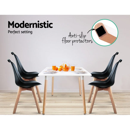 Artiss Dining Chairs Set of 4 Leather Plastic DSW Replica Wooden Black Furniture Kings Warehouse 