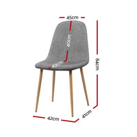 Artiss Dining Chairs Set of 4 Linen Curved Slope Grey Furniture Kings Warehouse 