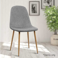 Artiss Dining Chairs Set of 4 Linen Curved Slope Grey Furniture Kings Warehouse 