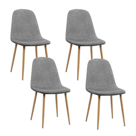 Artiss Dining Chairs Set of 4 Linen Curved Slope Grey Furniture Kings Warehouse 