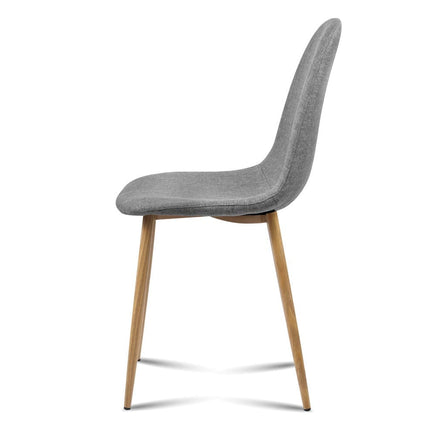 Artiss Dining Chairs Set of 4 Linen Curved Slope Grey Furniture Kings Warehouse 