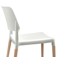 Artiss Dining Chairs Set of 4 Plastic Wooden Stackable White Furniture Kings Warehouse 