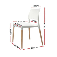 Artiss Dining Chairs Set of 4 Plastic Wooden Stackable White Furniture Kings Warehouse 