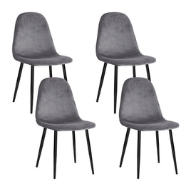 Artiss Dining Chairs Set of 4 Velvet Curved Slope Grey Furniture Kings Warehouse 