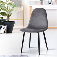 Artiss Dining Chairs Set of 4 Velvet Curved Slope Grey Furniture Kings Warehouse 