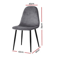 Artiss Dining Chairs Set of 4 Velvet Curved Slope Grey Furniture Kings Warehouse 
