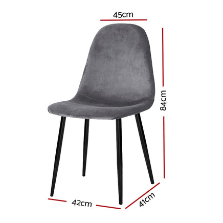 Artiss Dining Chairs Set of 4 Velvet Curved Slope Grey Furniture Kings Warehouse 