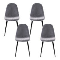 Artiss Dining Chairs Set of 4 Velvet Curved Slope Grey Furniture Kings Warehouse 