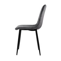 Artiss Dining Chairs Set of 4 Velvet Horizontal Slope Grey Furniture Kings Warehouse 