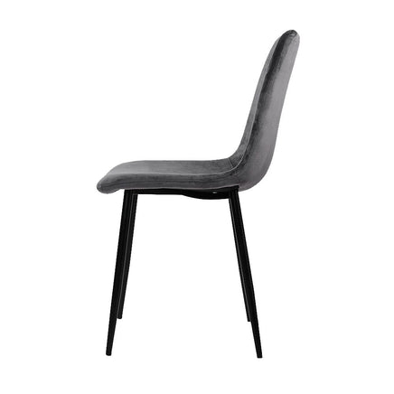 Artiss Dining Chairs Set of 4 Velvet Horizontal Slope Grey Furniture Kings Warehouse 