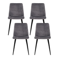 Artiss Dining Chairs Set of 4 Velvet Horizontal Slope Grey Furniture Kings Warehouse 