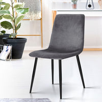 Artiss Dining Chairs Set of 4 Velvet Horizontal Slope Grey Furniture Kings Warehouse 
