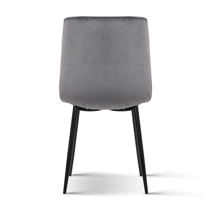 Artiss Dining Chairs Set of 4 Velvet Horizontal Slope Grey Furniture Kings Warehouse 