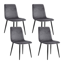 Artiss Dining Chairs Set of 4 Velvet Horizontal Slope Grey Furniture Kings Warehouse