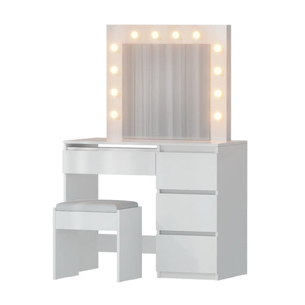 Artiss Dressing Table Set Stool 12 Led Bulbs White Furniture Kings Warehouse 