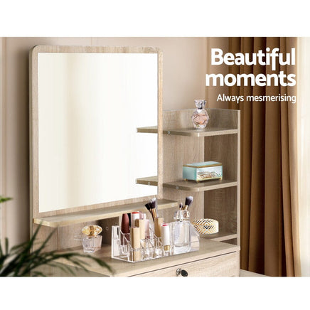 Artiss Dressing Table Stool Set 4 Drawers Oak Furniture Kings Warehouse 