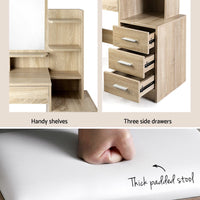 Artiss Dressing Table Stool Set 4 Drawers Oak Furniture Kings Warehouse 